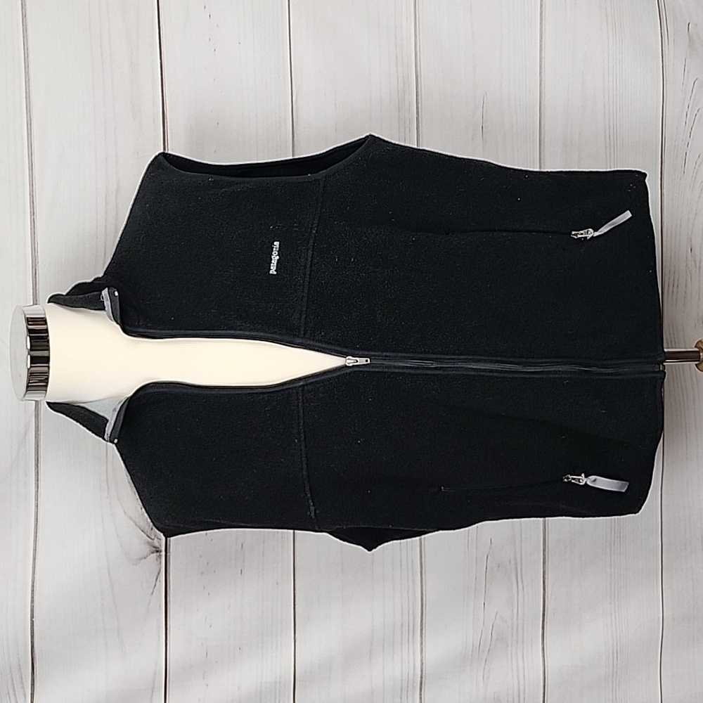 Patagonia Synchilla Men's XXL 2XL Black Polyester Front Full Zipper Vest EUC
